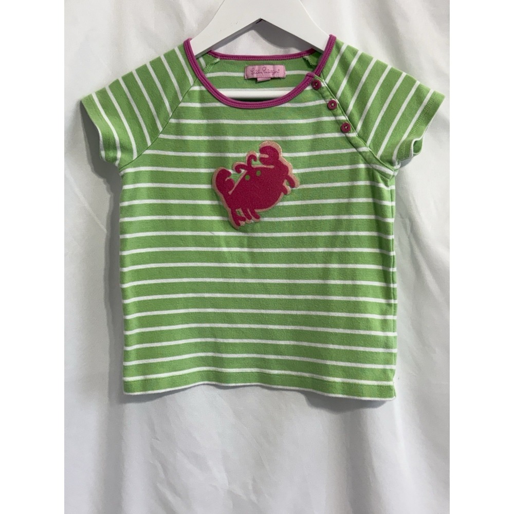 Vintage Lilly Pulitzer Knit Top Crab Appliqué Girls Size 7 Preppy Resort Beach